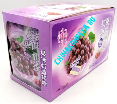 1522/3  Конфеты JELLY MILK CAP SOFT CANDY ВИНОГРАД (12бл*20шт*23гр)