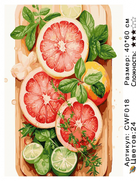 CWF018 рисование по номерам 40*60 цвет.холст 