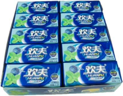 Жев.резинка Huanfu Черника/МЯТА  (14бл*20шт*21,5гр)