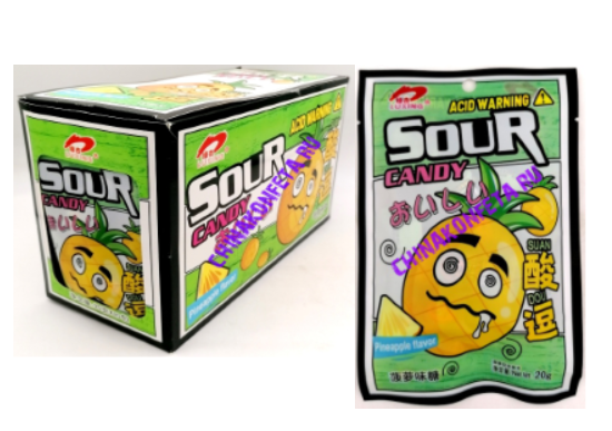 И8526  Конфеты SOUR CANDY ACID WARNING SUAN ЛИМОН (12бл*20шт*20гр)