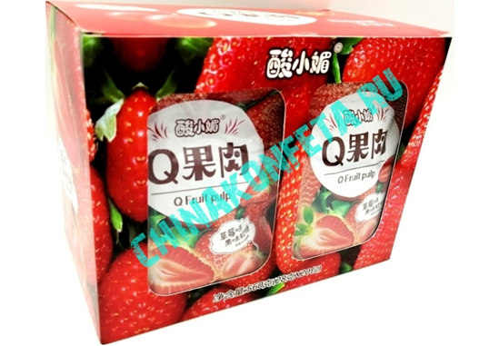 1/2201  Мармелад Q Fruit pulp Клубника (12бл*20шт*28гр)