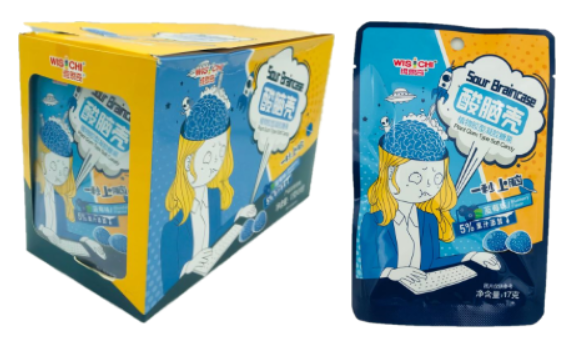 8034 Мармелад  WISICHI sour Braincase ЧЕРНИКА Кислый (12бл*20шт*17гр) 