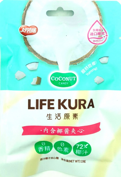 Конфеты Yummy Life Kura КОКОС (12бл*20шт*19гр)