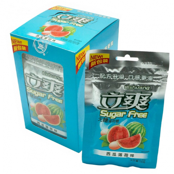 3720/1 Конфеты Sugar Free Арбуз Мята (1кор*24бл *12шт*15гр)